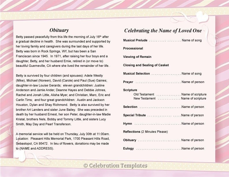 Carly Funeral Program Template.