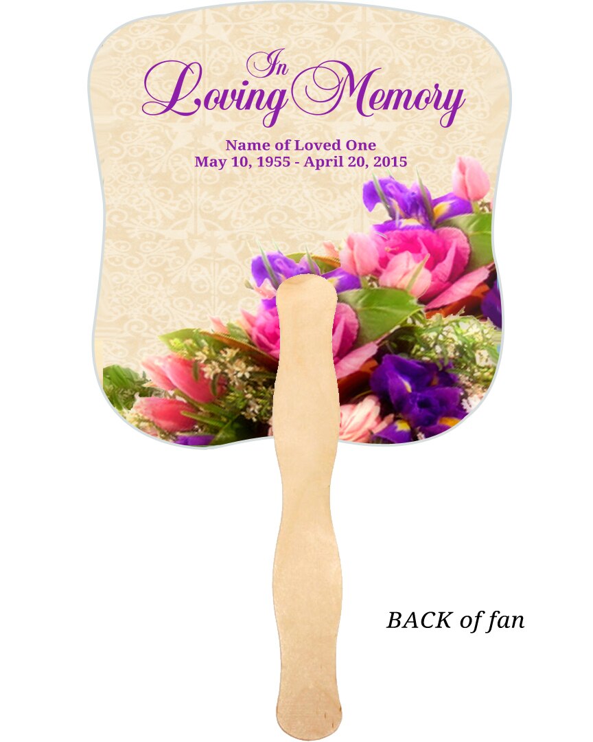 Golden Cardstock Memorial Fan With Wooden Handle (Pack of 10).