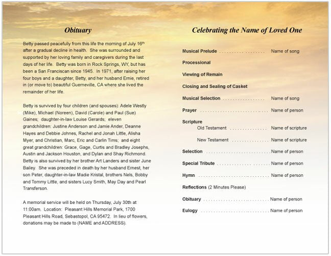 Island Funeral Program Template.