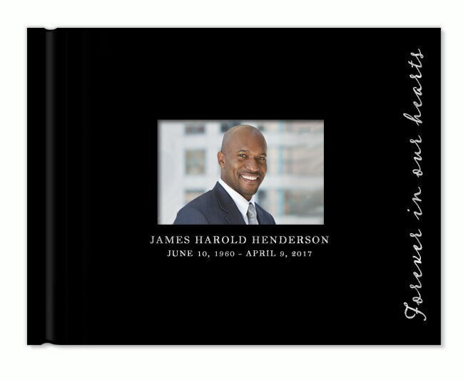 Forever Foil Stamped Landscape Funeral Guest Book With Photo.