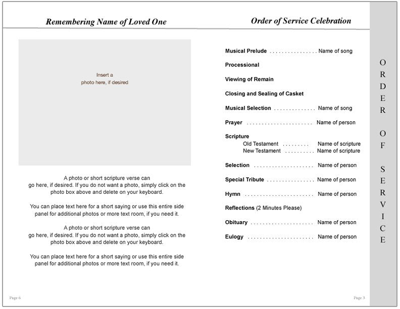 Eternal 8-Sided Graduated Funeral Program Template.