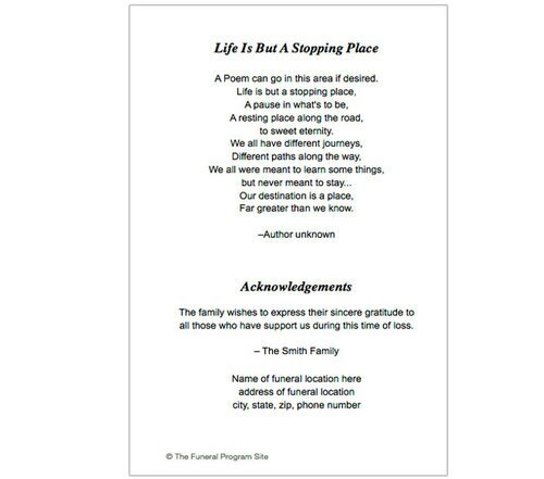 Classic 4-Sided Graduated Funeral Program Template.
