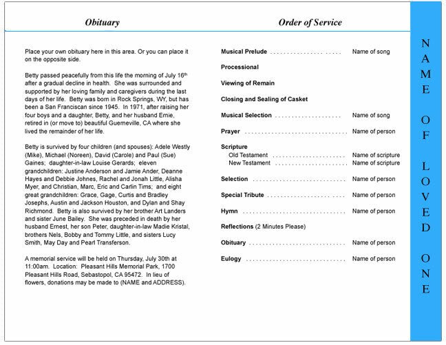 Horizon 4-Sided Graduated Funeral Program Template.