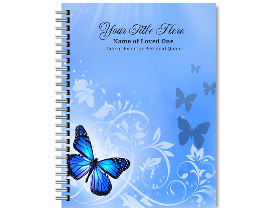 Butterfly Spiral Wire Bind Memorial Funeral Guest Book.