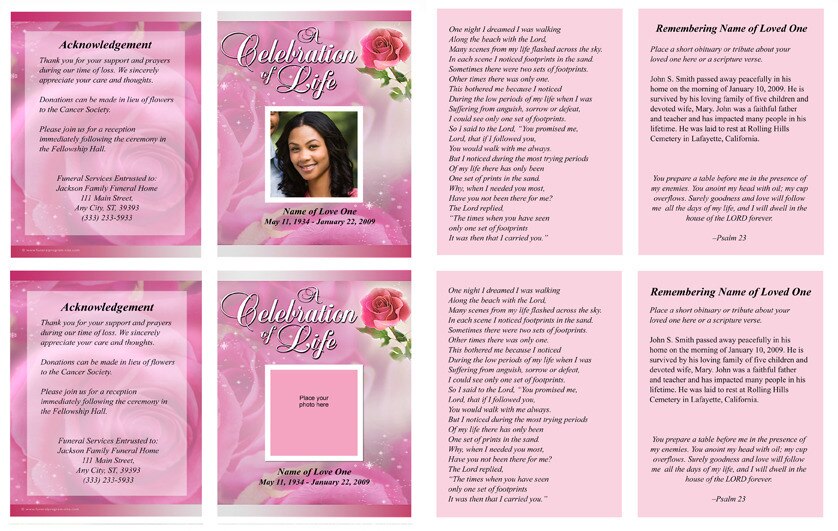 Petals Small Memorial Card Template.