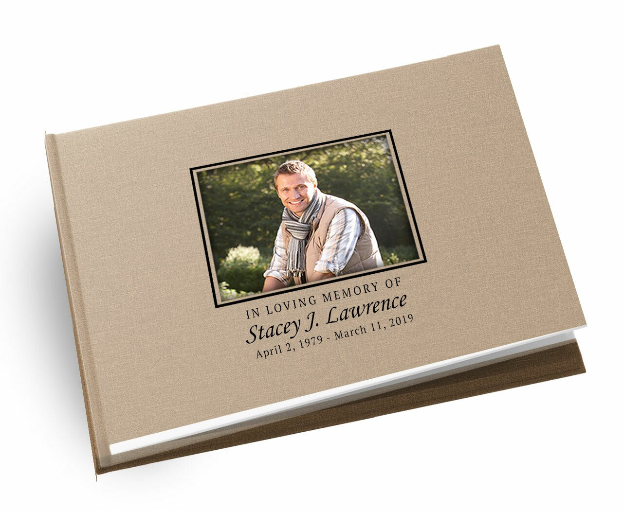 Cadence Landscape Linen Funeral Guest Book.