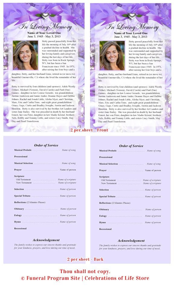Amethyst Funeral Flyer Template.