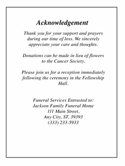 Accent Small Memorial Card Template.