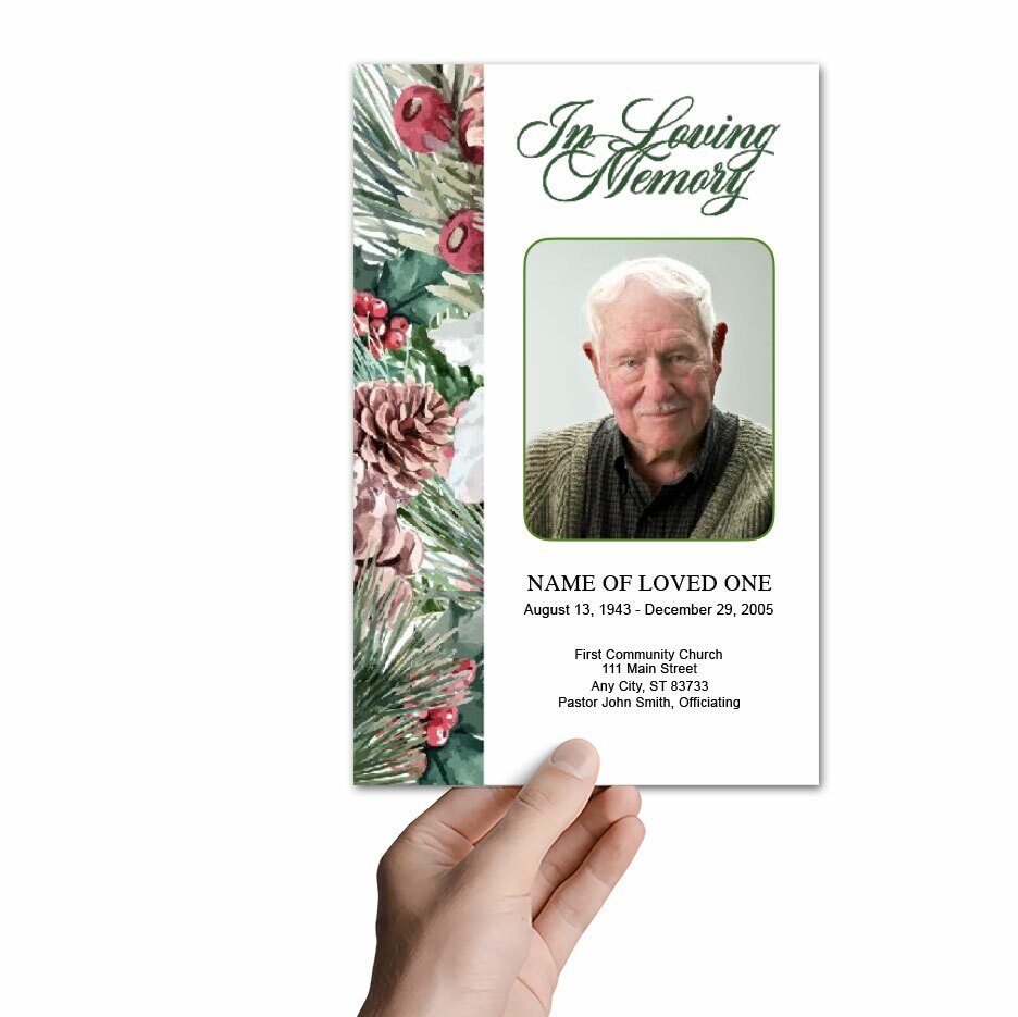 Pinecone Watercolor Funeral Program Template.