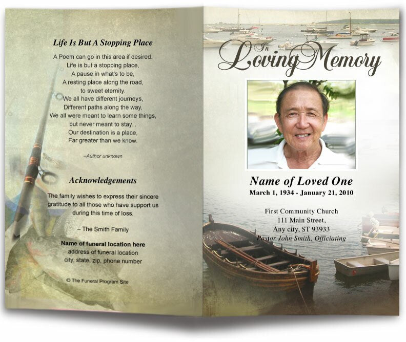 Fishing Funeral Program Template.