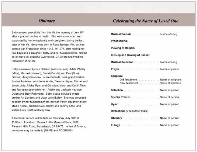 Mountain Funeral Program Template.