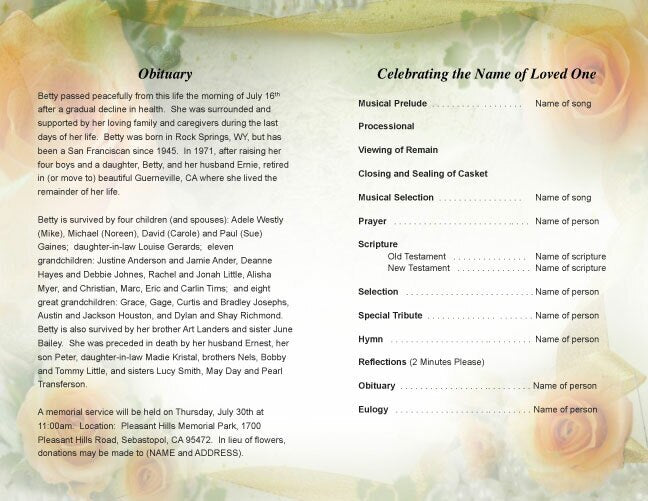 Rejoice Funeral Program Template.