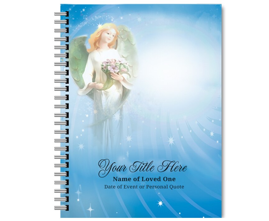 Angelica Spiral Wire Bind Memorial Funeral Guest Book.