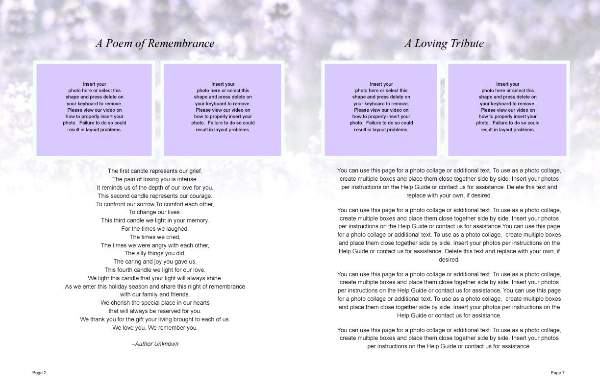 Lilac Funeral Booklet Template.