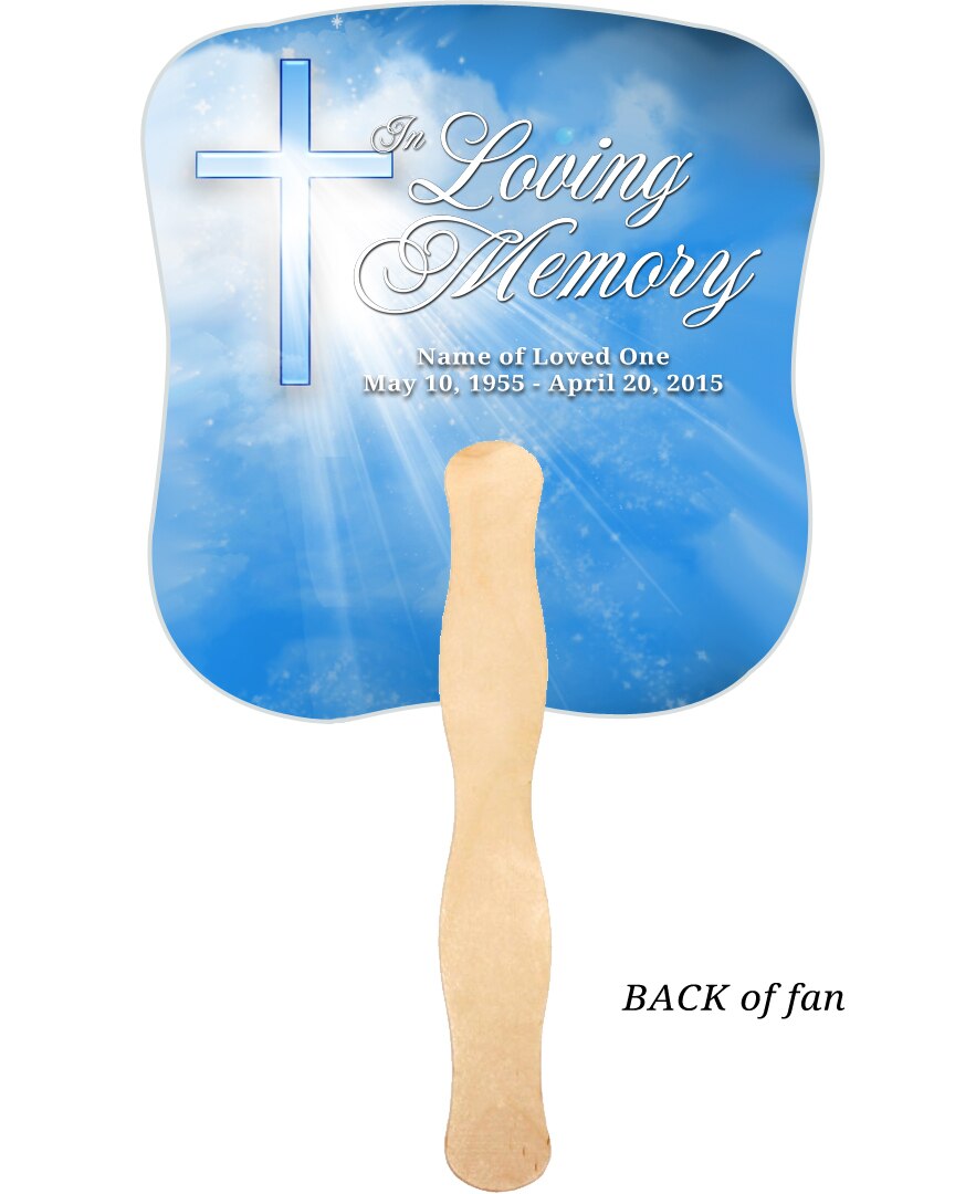 Heaven Cardstock Memorial Fan With Wooden Handle (Pack of 10).