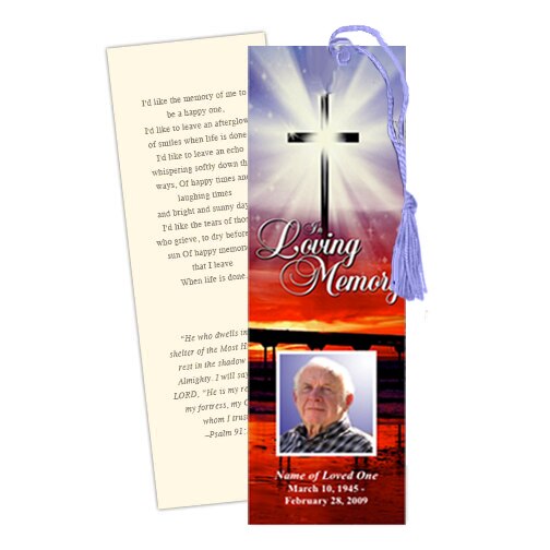 Glorify Memorial Bookmark Template.