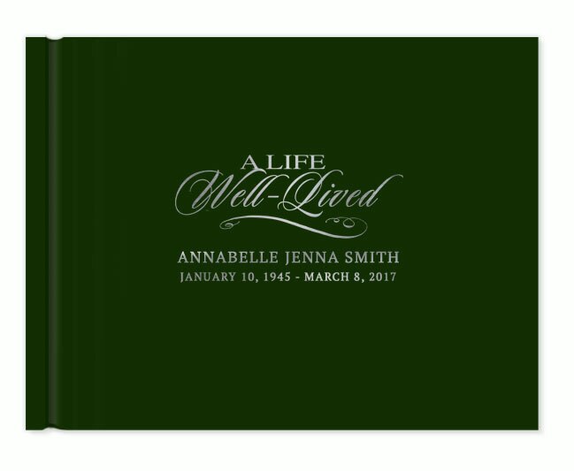 A Life Well Lived Foil Stamped Landscape Funeral Guest Book.