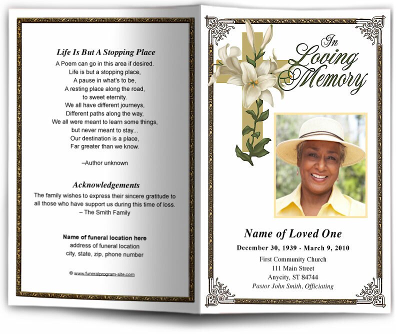 Bethany Funeral Program Template.