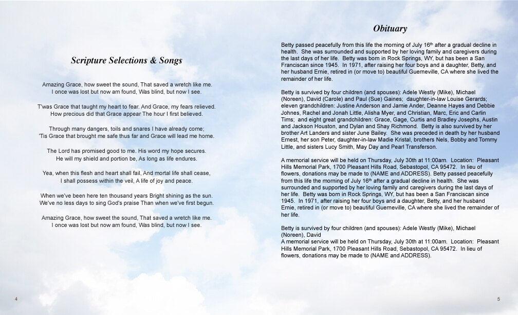 Gates Funeral Booklet Template.