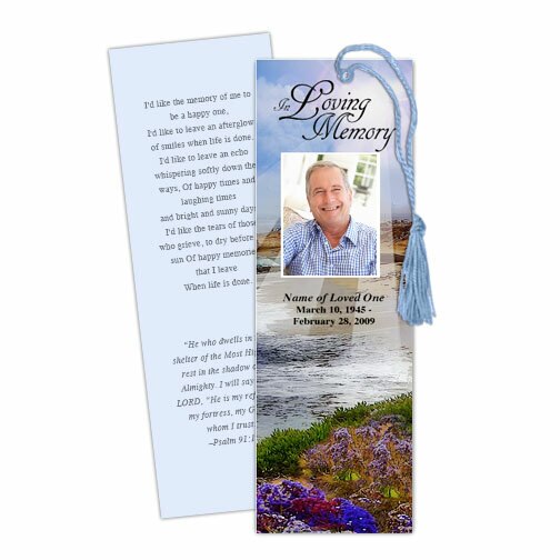 Seascape Memorial Bookmark Template.