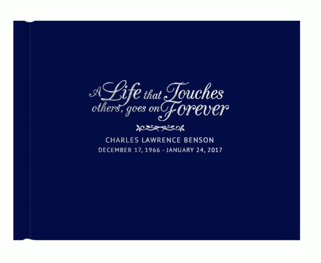 A Life That Touches Foil Look Landscape Funeral Guest Book.