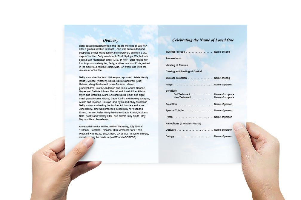 Airplane Funeral Program Template.