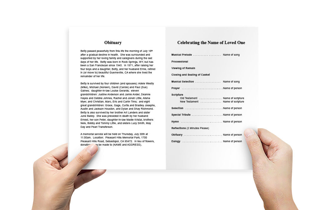 Peaks Funeral Program Template.