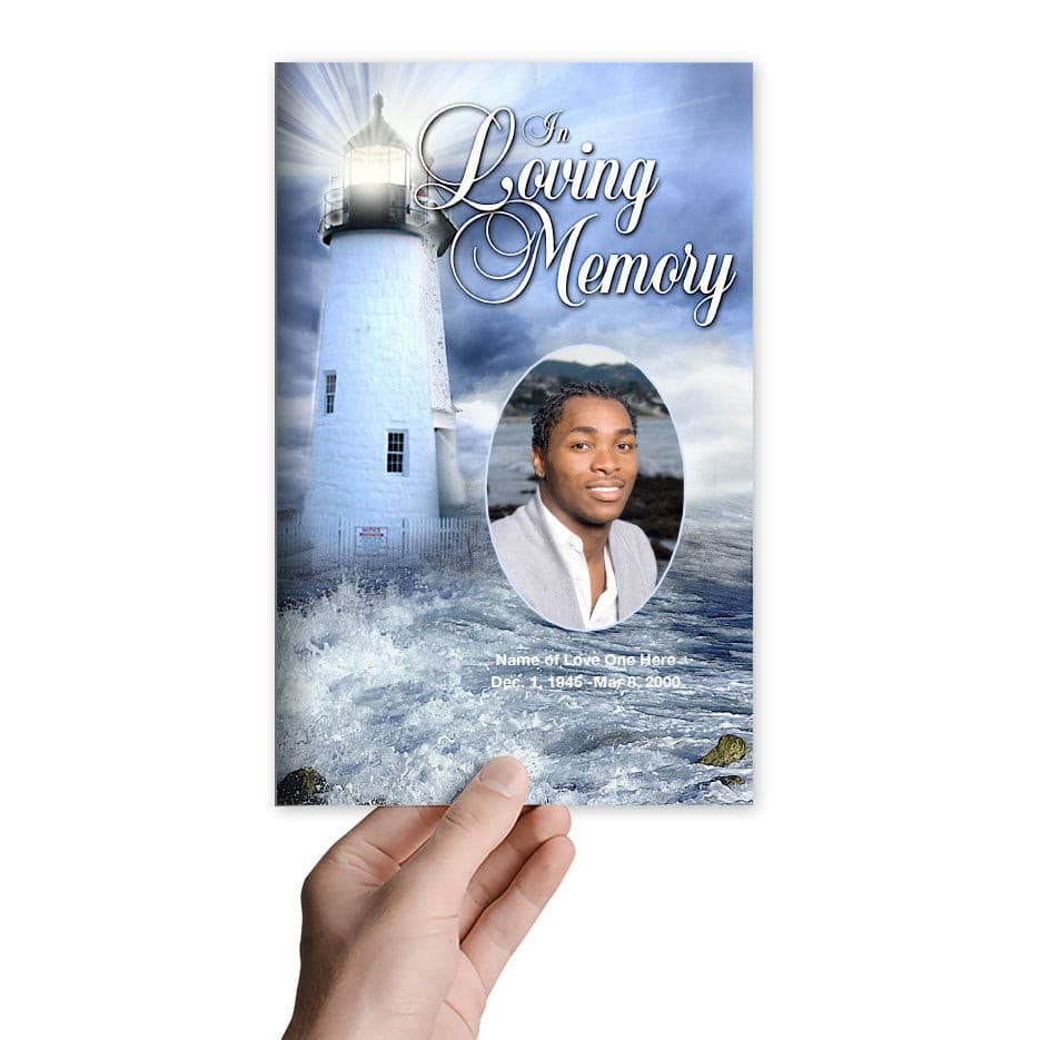 Lighthouse Funeral Program Template.