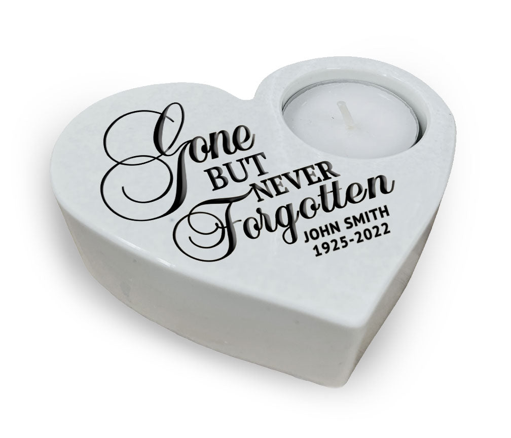 Gone Never Forgotten Stone Heart Tea Light Memorial Candle Holder