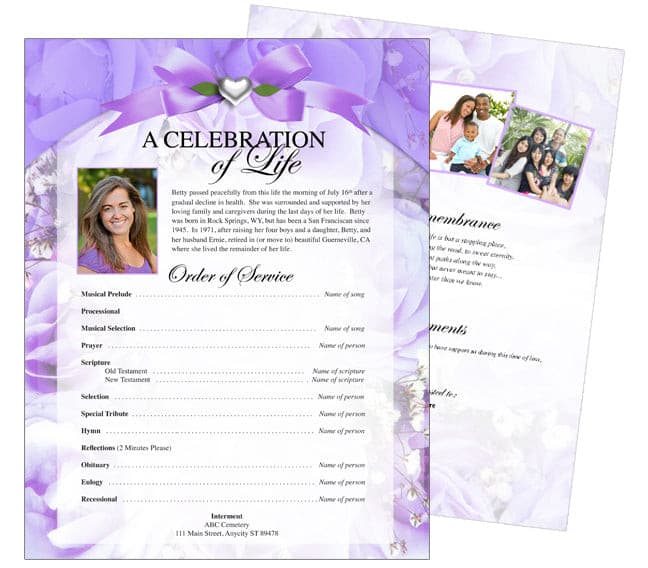 Amethyst Funeral Flyer Template.