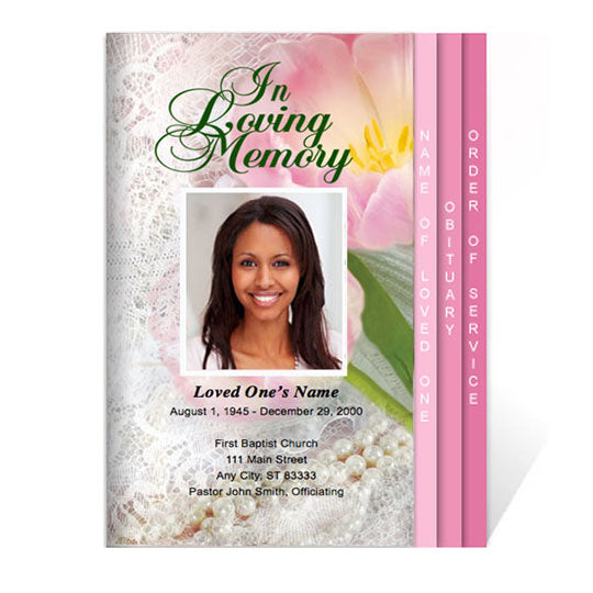 Pearls 8-Sided Funeral Graduated Program Template.