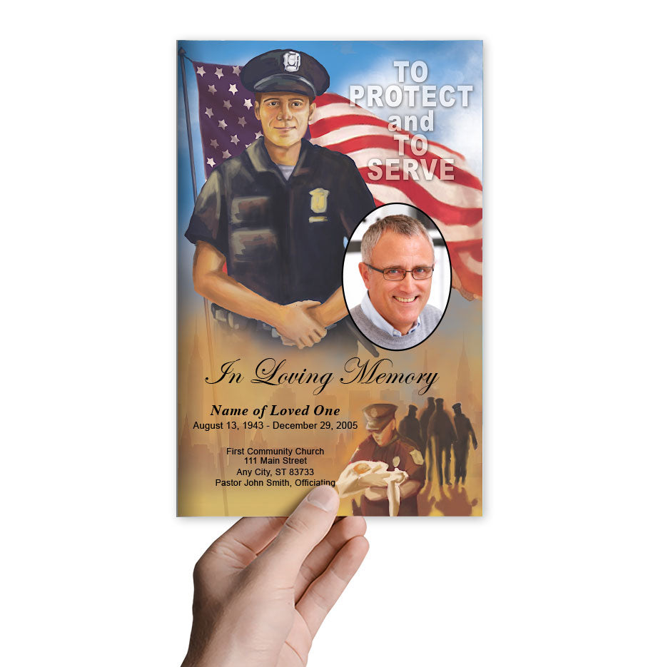 Policeman Funeral Program Template (Dark-Light Skin).