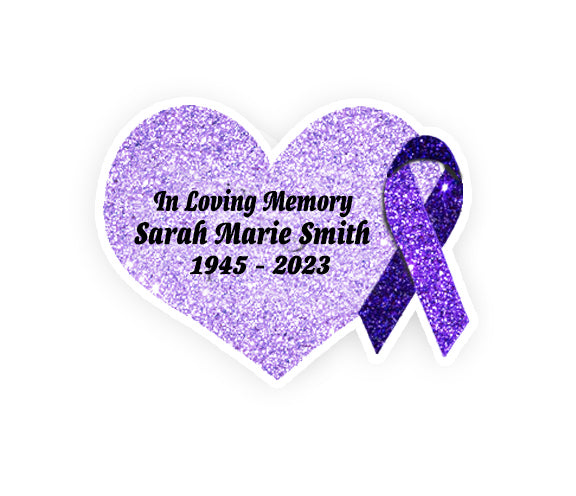 Purple Cancer Ribbon Heart Pin - Pack of 10