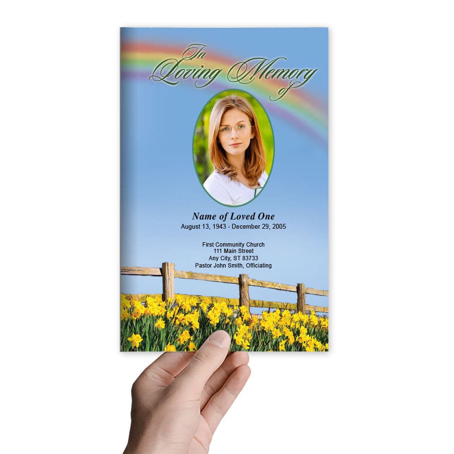 Rainbow Funeral Program Template.