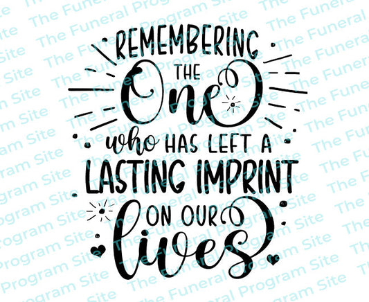 Remembering The One Sympathy Message Word Art.