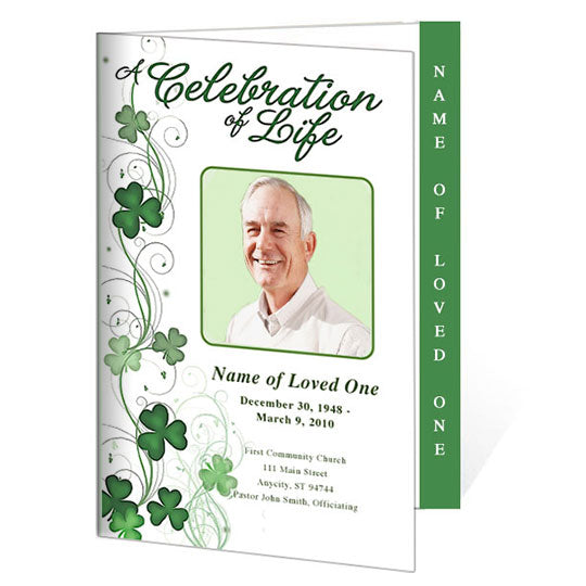 Shamrock 4-Sided Graduated Funeral Program Template.