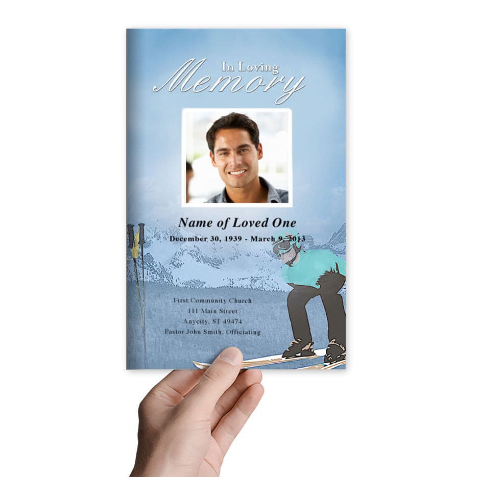 Skiing Funeral Program Template.