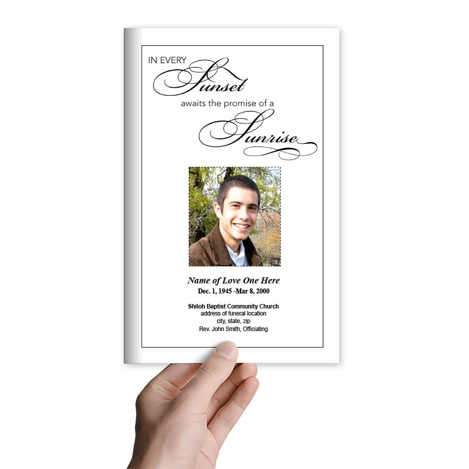 Sunset Funeral Program Template.
