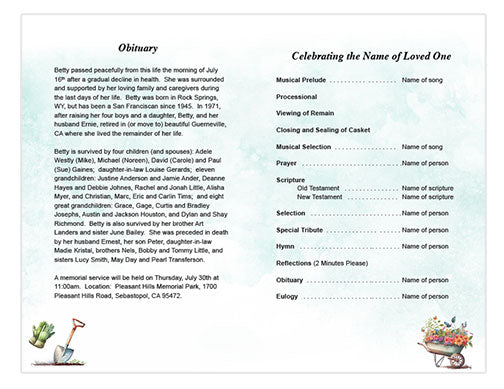 Planting Funeral Program Template