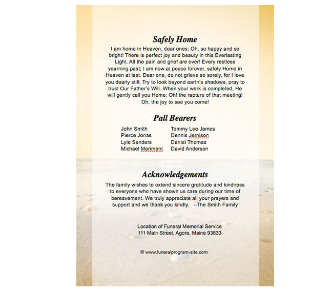 Seashore 4-Sided Graduated Funeral Program Template.