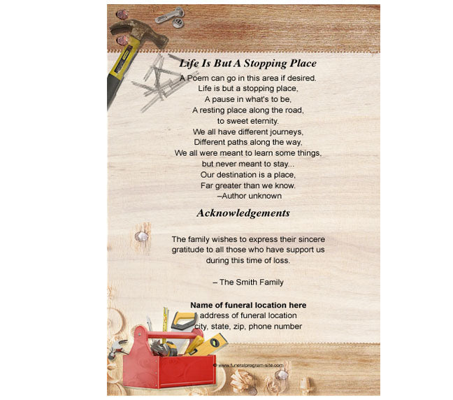 Carpenter 4-Sided Graduated Funeral Program Template.