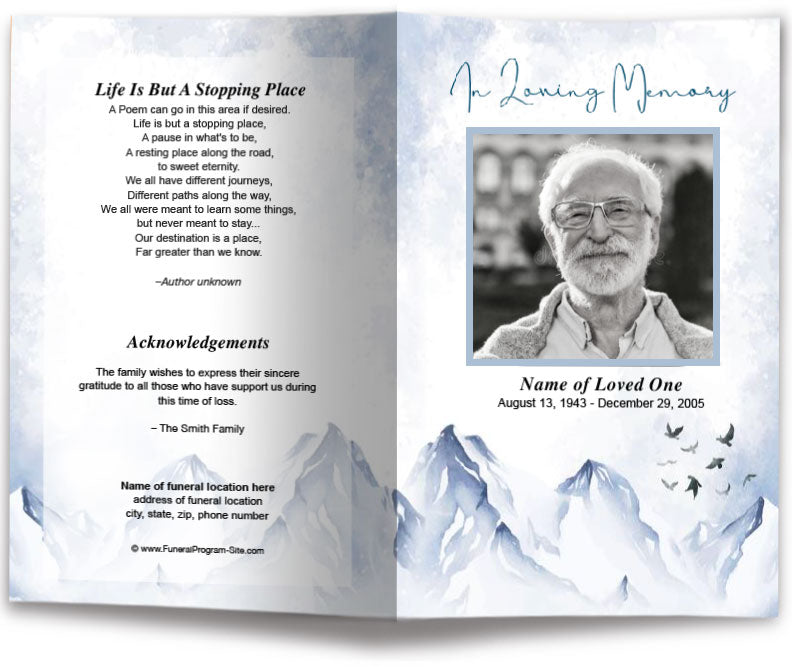 Peaks Funeral Program Template.
