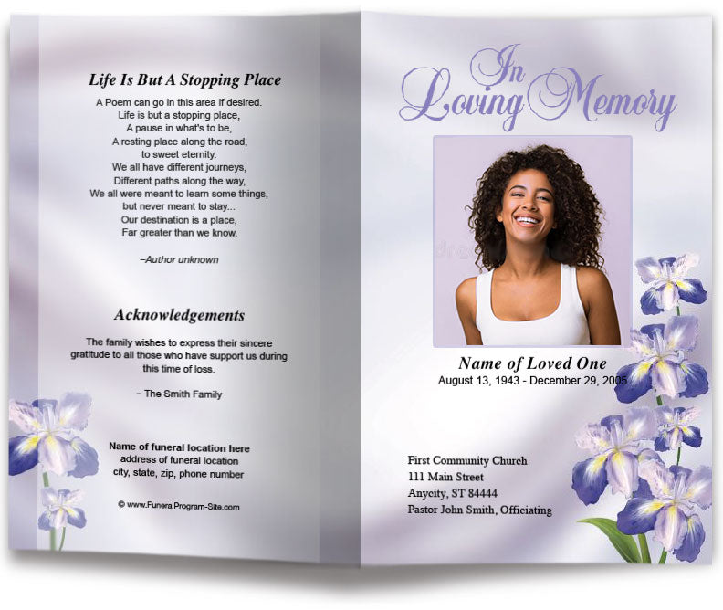 Iris Funeral Program Template