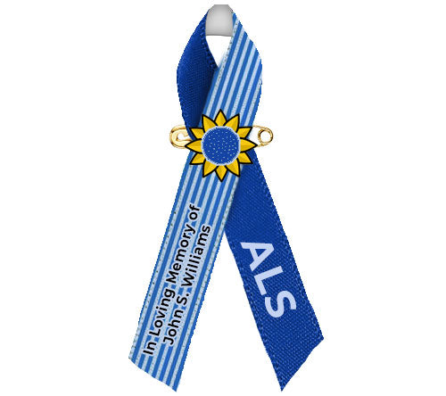 ALS Personalized Awareness Ribbon (Blue Stripe) - Pack of 10