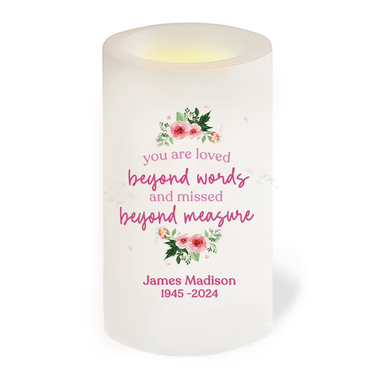 You Are Missed Personalized Flameless LED Memorial Candle