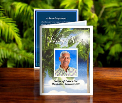 Paradise Small Memorial Card Template