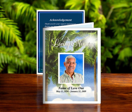 Paradise Small Memorial Card Template
