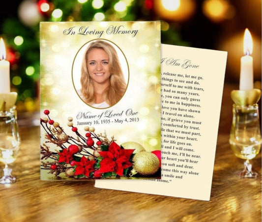 Ponsietta Small Memorial Card Template