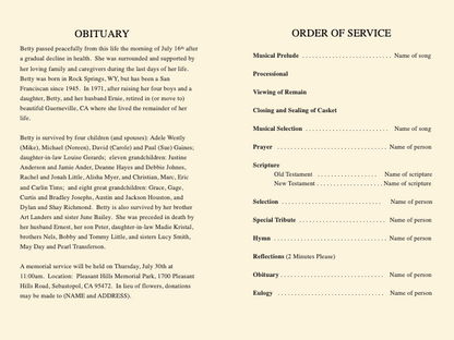 Prosper Funeral Program Template