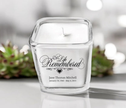 A Life Remembered Glass Cube Memorial Candle - The Funeral Program Site